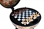 20" Brown & Black Antique‑Style Globe Chess Set – Decorative Tabletop Sculpture