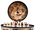 20" Brown & Black Antique‑Style Globe Chess Set – Decorative Tabletop Sculpture