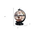 20" Brown & Black Antique‑Style Globe Chess Set – Decorative Tabletop Sculpture