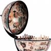 20" Brown & Black Antique‑Style Globe Chess Set – Decorative Tabletop Sculpture