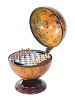 19" Red Antique‑Style Globe with Chess Holder – Decorative Tabletop Sculpture & Game Set