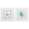 Set of Two Aqua Coastal White Square Framed Art