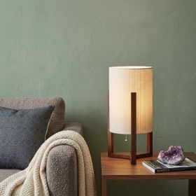 Natural Wood Cylinder Glow Bedside Lamp
