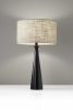22" Black Geometric Triangle Table Lamp – Beige Woven Shade | 3-Way Switch