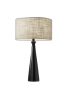 22" Black Geometric Triangle Table Lamp – Beige Woven Shade | 3-Way Switch
