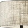 22" Black Geometric Triangle Table Lamp – Beige Woven Shade | 3-Way Switch