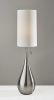 35" Brushed Steel Teardrop Table Lamp – White Textured Shade | Modern Minimalist