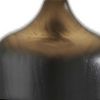 23" Black Wood And Smoked Glass Bedside Lamp With Gray Drum Shade