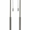 27" Silver Metal Two‑Light Bedside Lamp with Off‑White Drum Shade