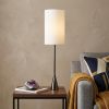 Modern Black Nickel Table Lamp with Tall White Cylindrical Shade – 3‑Way Touch Sensor