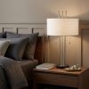 Stylish Triple Pole Brushed Steel Metal Table Lamp