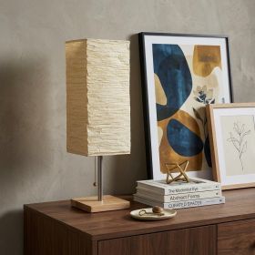 Wildside Paper Shade With Natural Wood Table Lamp