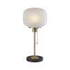 22" Antiqued Brass Table Lamp with White Ribbed Frosted Glass Dome Shade – Mid‑Century Accent Lighting
