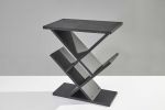 19" Black Solid Wood Pedestal Console Table – Modern Storage Accent with Deep Compartments