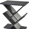19" Black Solid Wood Pedestal Console Table – Modern Storage Accent with Deep Compartments