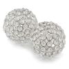 Set of Two Clear And Silver Faux Crystal And Steel Decorative Orb Tabletop Sculptures