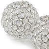 Set of Two Clear And Silver Faux Crystal And Steel Decorative Orb Tabletop Sculptures