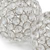 Set of Two Clear And Silver Faux Crystal And Steel Decorative Orb Tabletop Sculptures