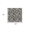 20" Black & White Zebra Faux Hide Wall Tile – Modern Iron & Resin Hanging Sculpture