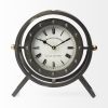 12" Black And White Metal Table Clock