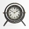 12" Black And White Metal Table Clock