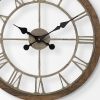 19" Brown Round Modern Farm Wall Clock