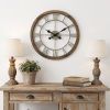 19" Brown Round Modern Farm Wall Clock