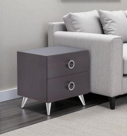 20" Silver And Espresso End Table With Two Drawers