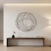 Silver Metal Circle Hanging Dimensional Sculpture – Modern Wall Art