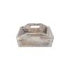 White Rustic Finish Wood Serving Tray With Handles