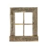 Gray Weathered Wood Window Frame With Planter – Rustic Reclaimed Wall Accent (25" x 22")