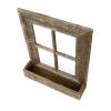 Gray Weathered Wood Window Frame With Planter – Rustic Reclaimed Wall Accent (25" x 22")