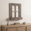 Gray Weathered Wood Window Frame With Planter – Rustic Reclaimed Wall Accent (25" x 22")