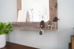 26" Rustic Weathered Gray Reclaimed Wood Mirror with Shelf – Farmhouse Wall Accent