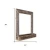 26" Rustic Weathered Gray Reclaimed Wood Mirror with Shelf – Farmhouse Wall Accent