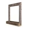 26" Rustic Weathered Gray Reclaimed Wood Mirror with Shelf – Farmhouse Wall Accent