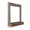 26" Rustic Weathered Gray Reclaimed Wood Mirror with Shelf – Farmhouse Wall Accent
