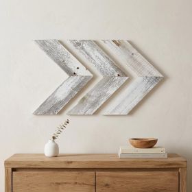 Set of 3 Reclaimed Wood Chevron Arrow Wall Sculptures – Rustic Dimensional Decor