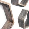 Gray Reclaimed Wood Hexagon Wall Shelves (Set of 3) – Rustic Open Shadowbox Decor