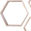 Gray Reclaimed Wood Hexagon Wall Shelves (Set of 3) – Rustic Open Shadowbox Decor