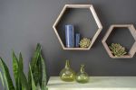Gray Reclaimed Wood Hexagon Wall Shelves (Set of 3) – Rustic Open Shadowbox Decor