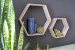 Gray Reclaimed Wood Hexagon Wall Shelves (Set of 3) – Rustic Open Shadowbox Decor