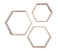 Gray Reclaimed Wood Hexagon Wall Shelves (Set of 3) – Rustic Open Shadowbox Decor