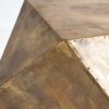 19" Brass Distressed Brass Square Block End Table
