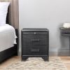 Gray Wood Two‑Drawer Nightstand