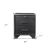Gray Wood Two‑Drawer Nightstand