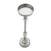 26" Brushed Silver Drink Accent Table – Modern Pedestal Mini Side Table