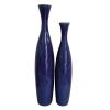 Set of 2 Cobalt Ceramic Cylinder Table Vases – Contemporary Accent