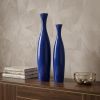 Set of 2 Cobalt Ceramic Cylinder Table Vases – Contemporary Accent