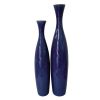 Set of 2 Cobalt Ceramic Cylinder Table Vases – Contemporary Accent